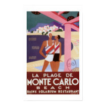 Vintage Monte Carlo Beach Poster posters by RetroCommunications Vintage Monte Carlo Beach Poster posters