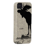 Vintage Moose and Wolf woodgrain iphone case iPhone 4 Cases