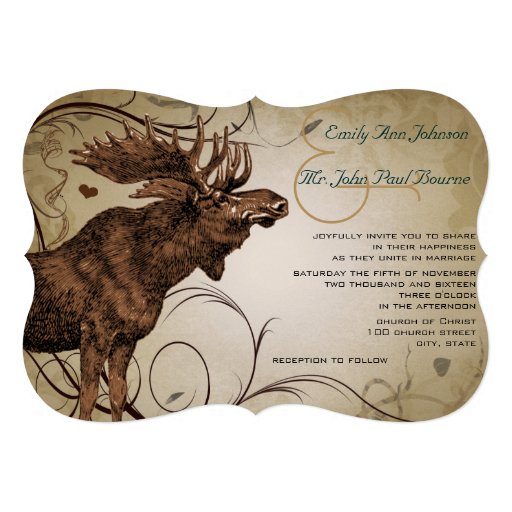 Vintage Moose Wedding Invitations