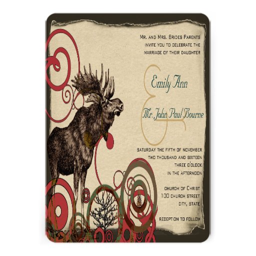 Vintage Moose Wedding Invitations
