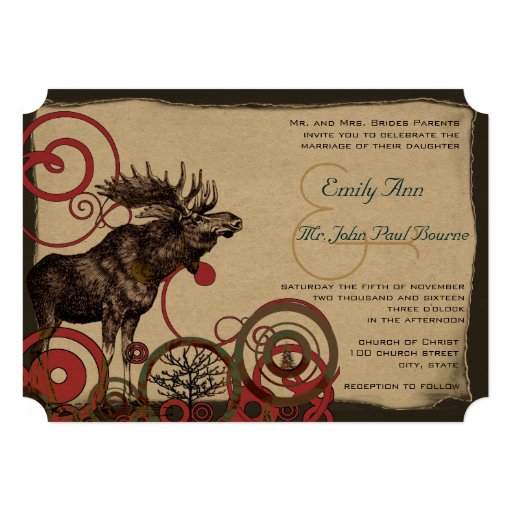 Vintage Moose Wedding Invitations