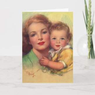 Vintage Mother and Child Portrait zazzle_card