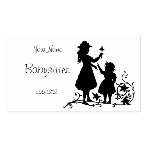 Vintage Mother Child Babysitter Business Card (front side)