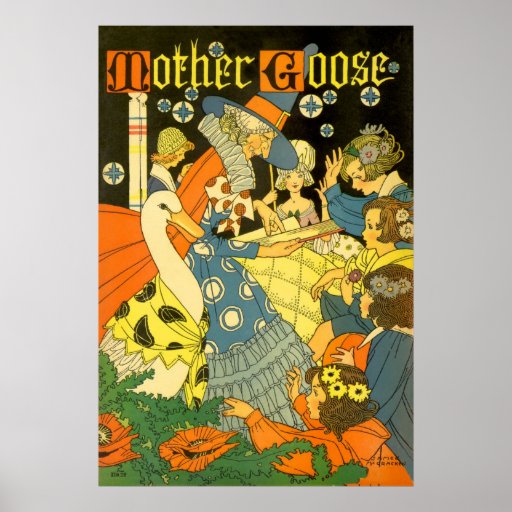 Vintage Mother Goose Reading Books to Children Print