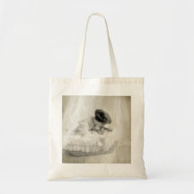 Vintage Mother Kissing Baby in Bassinet Bags