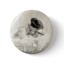 Vintage Mother Kissing Baby in Bassinet buttons