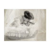 Vintage Mother Kissing Baby in Bassinet postcards by beverlytazangel Vintage Mother Kissing Baby in Bassinet postcards