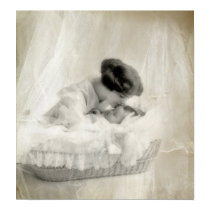 Vintage Mother Kissing Baby in Bassinet posters by beverlytazangel Vintage Mother Kissing Baby in Bassinet posters