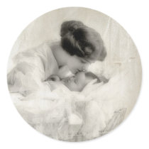 Vintage Mother Kissing Baby in Bassinet stickers by beverlytazangel Vintage Mother Kissing Baby in Bassinet stickers