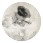 Vintage Mother Kissing Baby in Bassinet Stickers