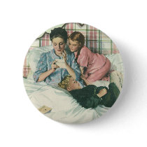 Vintage Mother Reading Cards in Bed with the Kids Pins