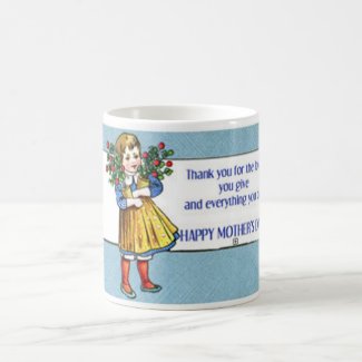 Vintage Mothers Day Girl And Flowers Coffee Mug