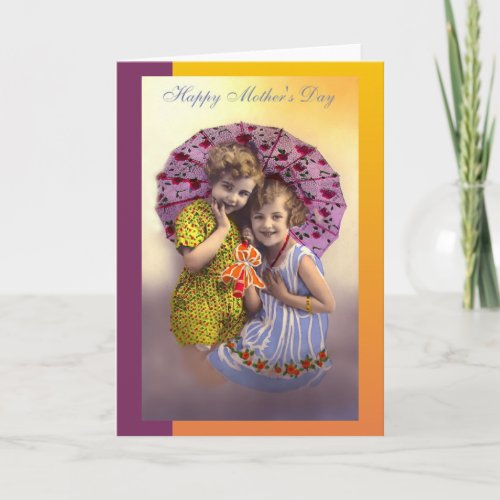 Vintage Mothers Day Girls Greeting Card