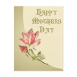 Vintage Mother's Day with Pink Rose Postcard