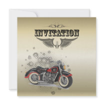 Vintage Motorcycle Biker Wedding Invitation