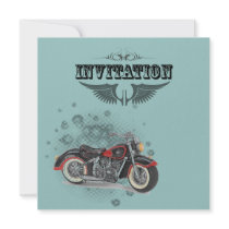 Vintage Motorcycle Biker Wedding Invitation