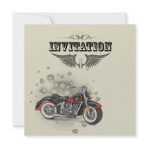 Vintage Motorcycle Biker Wedding Invitation