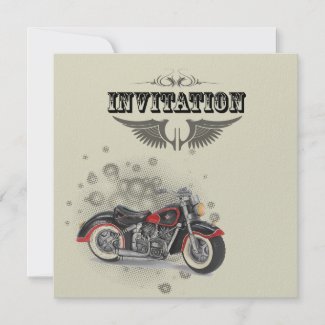 Vintage Motorcycle Biker Wedding Invitation