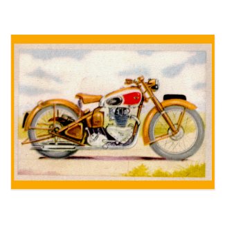 Vintage Motorcycle Print Postcard
