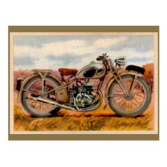 Vintage Motorcycle Print Postcard