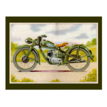 Vintage Motorcycle Print Postcards
