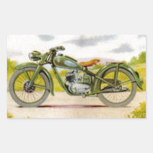 Vintage Motorcycle Print Rectangle Sticker