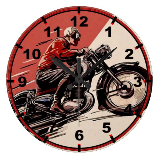 Vintage Motorcycles Large Clock Zazzle