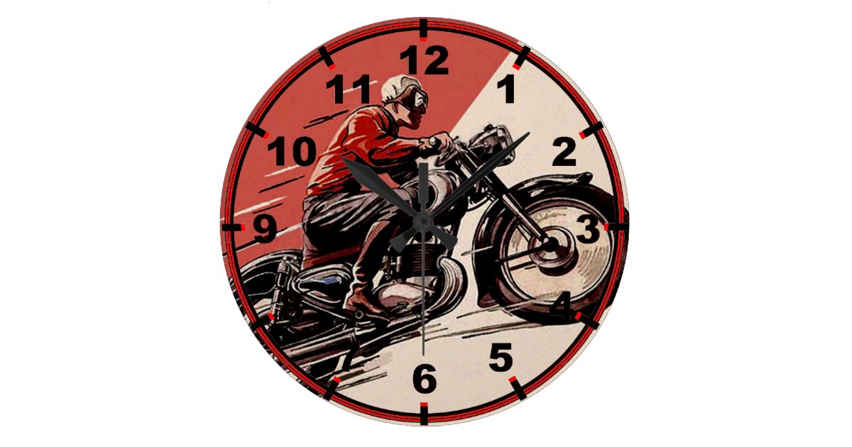 Vintage Motorcycles Large Clock Zazzle