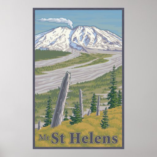 Vintage Mount St. Helens Travel Poster