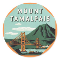 Vintage Mount Tam San Francisco Travel Poster Round Sticker
