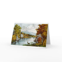 Vintage Mountain Illustration (Blank Inside) Card