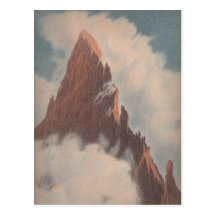 Vintage mountain view landscape clouds snow unique post cards