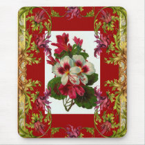 Vintage Mousepad Red Floral by Zazzle_Vintage Vintage Mousepad Red Floral