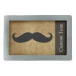 Vintage Moustache w/Custom Text Rectangular Belt Buckle