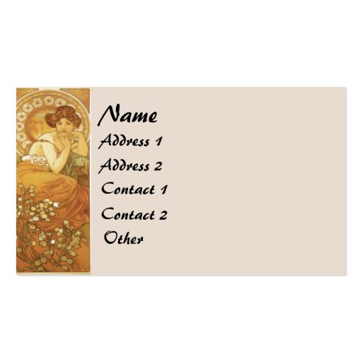 Vintage Mucha Lady Business Card (front side)
