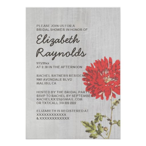 Vintage Mums Bridal Shower Invitations