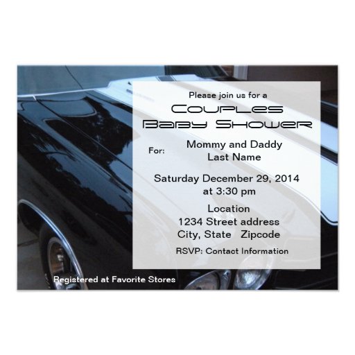 Vintage Muscle Car Baby Shower Invitation
