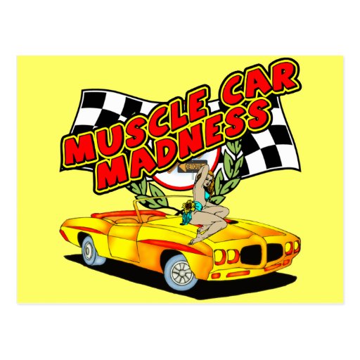 Vintage Muscle Car Madness Postcards