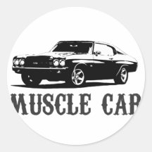 vintage muscle car round sticker