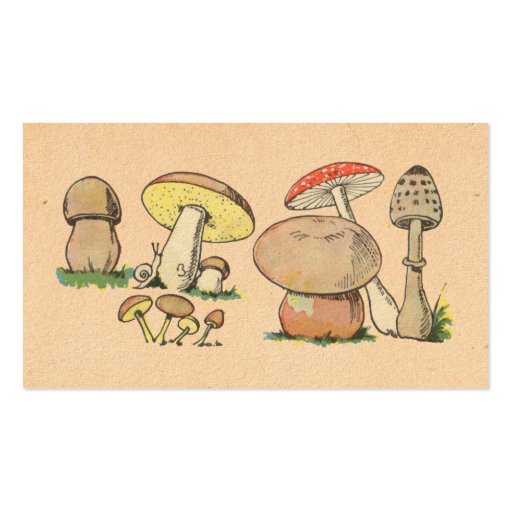 Vintage Mushroom Print Business Cards (front side)