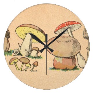 Vintage Mushroom Print Wall Clocks