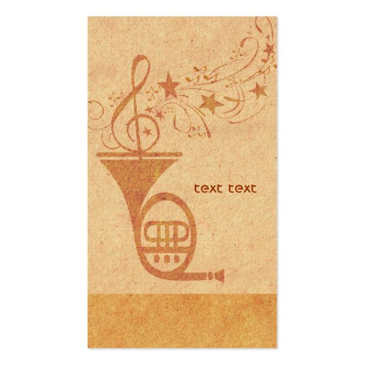 Vintage Music French Horn Business Card Template (back side)