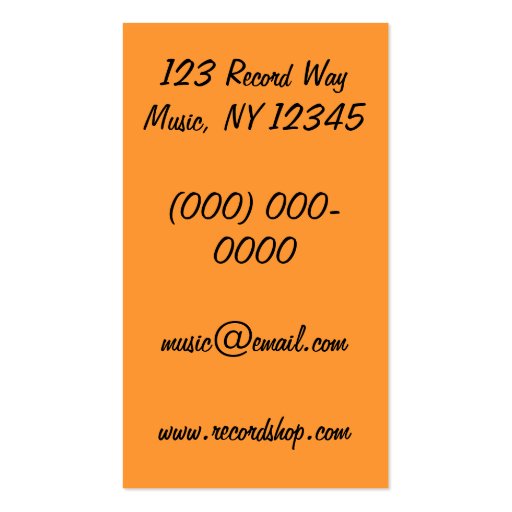 Vintage Music Girl Business Card Template (back side)