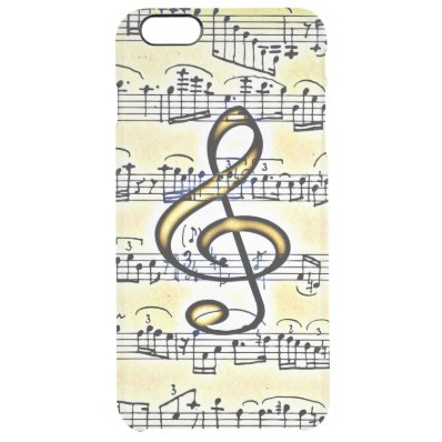 Vintage Music Gold Color Treble Clef Clear iPhone 6 Plus Case