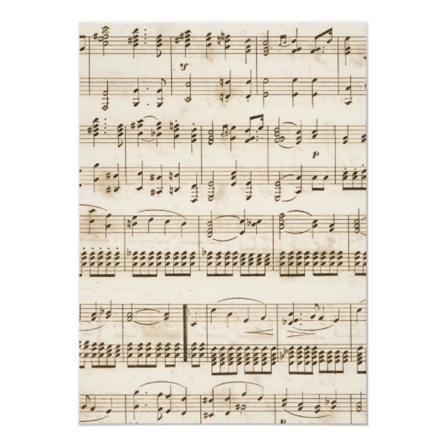 Vintage Music Sheet Bridal Shower Invitations