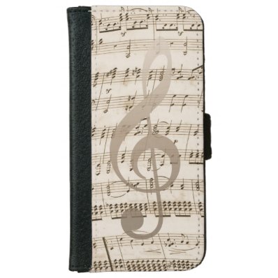 Vintage Music Sheet Musical Wallet Phone Case For iPhone 6/6S