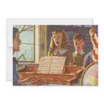 Vintage Music Teacher Teaching Students to Sing Custom Invitations