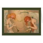 Vintage Music Victorian Angel Musicians Christmas Greeting Card