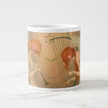 Vintage Music Victorian Angel Musicians Flute Harp Extra Large Mug