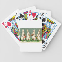 Vintage Musical Bunnies Poker Cards
